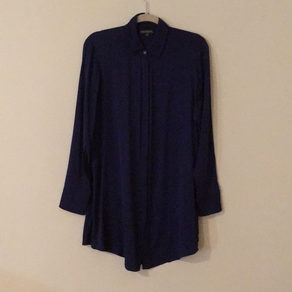 Navy silk blouse